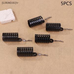 [LIXIAOJU] 5PCS Fishing Tackle Feeder Cage Iron Lure Fishing Feeders Round Square Feeder Basket Cage Fishings Lure Cage