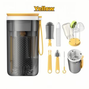 6 in 1 Baby Bottle Brush Set Travel Infant Silicone Cleaner Tool Portable Travel Bottle Brush for Mom