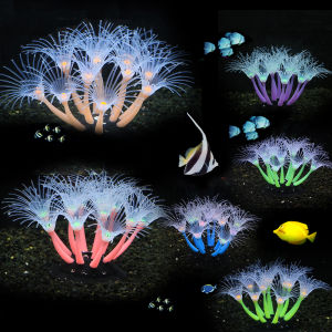 Fluorescence Artificial Coral Sunflower Plant for Aquarium Decorative Fish Tank OrnamentSafe for Fish Realistic Underwater Deco