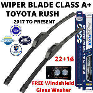 AutoFlux Wiper Blade Class A+ Toyota Rush 2017 to Present | FREE Windshield Glass Washer | Set 22+16