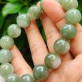 Natural Type A Jadeite Bead Bracelet – 16-Piece 13.88mm Beads, QIC Certified, Timeless Luxury (bracelet42). 