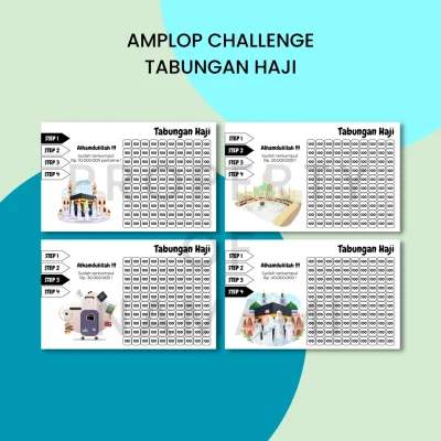 [4 PCS] Amplop Target Menabung Tematik / Tabungan Kurban / Staycation / Liburan / Haji Umroh