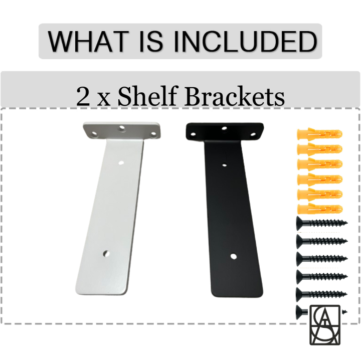 2pcs Steel Heavy Duty Conceal Floating Wall Shelf Bracket Matte Black Wood Storage Shelving