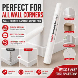 JMY Wall Repair Pen Corner Crack Filler White Touch Up Paint Quick Fix Scratches Holes Seamless No Mixing Needed Easy Apply Wall Putty Stick Home Improvement