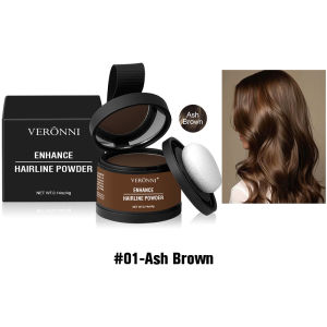 VERONNI 4g Hairline Powder - 14 Shades Waterproof & Sweatproof Covers Sparse Hair M-Shape Hairline Instant Volume Boost Built-in Mirror & Puff