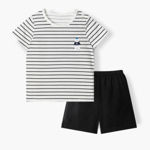 Bộ ngắn tay thun cotton mịn bé trai bé gái mặc nhà mùa hè Unifriend Hàn Quốc U2023-31. Size đại 5 6 8 10 tuổi