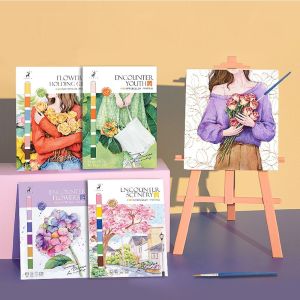 RGFV With Pigment Watercolor Painting Book With Brush Specialty Paper Gouache Graffiti Book Interesting Encounter Youth Kids Gift