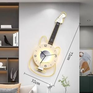 Sacesr Large Wall Clock Creative Guitar Design Modern Art Clocks Luxury Living Room Decor LED Light Aesthetic Wall Clock Home Ornaments T4N8K