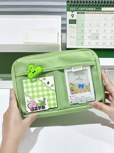 Black Large-Capacity Pencil Case Student High-Value Multifunctional Pencil Case Desktop Stationery Storage Bag Suitable