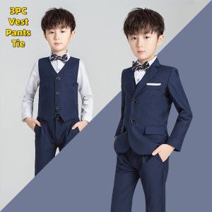 COD 5pc Gentleman Formal Suit For Kids Boys 3-13 Yrs Birthday Party Tuxedo American Suit Terno(Jackets+Vest+Pants+Bow tie+Brooch) Birthday Party Attire Handsome Childrens Suit Children Wedding Birthday Party outfit