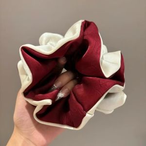 Romantic French Style Color-blocked Satin Bubble Scrunchies High-end Womens Bun Hair Rope Ponytail Hair Tie Hair Accessories