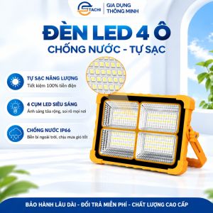 Siêu Bền Đèn LED Năng Lượng Mặt Trời 4 Ô Siêu Sáng Chuẩn Chống Nước IP66 Dùng Ngoài Trời Không Ngại Mưa Gió Phù Hợp Sân Vườn Ban Công Cổng Nhà Lối Đi Tự Động Sạc Ban Ngày Chiếu Sáng Ban Đêm Tiết Kiệm Điện