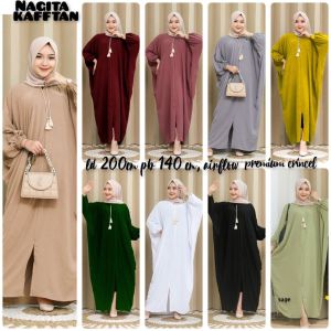 Kaftan Crinkel Airflow Kaftan Airflow Baju Kaftan Lebaran Kaftan Wanita Mewah Elegan Baju Kaftan Jumbo