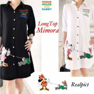 FEMMESHOP - KEMEJA WANITA / KEMEJA KOREA / KEMEJA LUCU - RM LONG TOP MIMORA