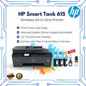 HP Printer / HP Smart Tank 615 (ADF) / Wireless Printer / All in One Printer / Printer with Scanner and Xerox / Printer Fax / Printer Ink Tanks / Refillable Ink / Printer for Student / Free Ink
