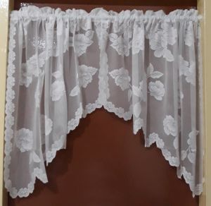 Kain gorden spanyol untuk atas jendela atau pintu warna putih