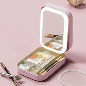 LED Mirror Makeup Storage Box Portable Makeup Mirror Travel Makeup Box Makeup Bag Large Capacity Makeup Storage Box Makeup Accessories