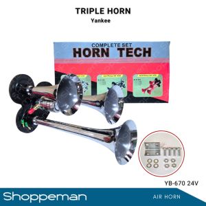 YANKEE TRUMPET TRIPLE AIR HORN TRUCK HORN 24VOLTS YB-670