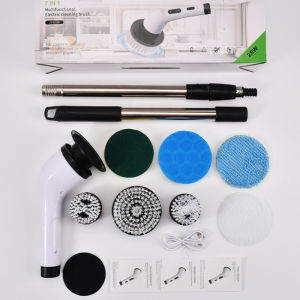 Electric Spin Scrubber Cleaning Brush Long Handle Cordless Rechargeable Kitchen Bathroom Glass Tile Grout Home Use