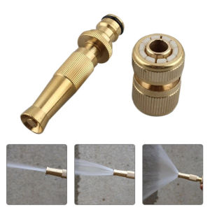 KIPRUN Spray Nozzle Water High Pressure Direct Spray Sprinkler Durable Brass Nozzle 1/2 Faucet Connector Quick Connector Garden Hose Adjustable Pressure Washer