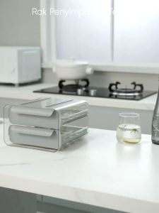 TEMPAT WADAH PENYIMPANAN KOTAK RAK TELOR TELUR EGG STORAGE BOX 2 LAYER