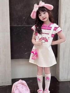 [Size90-170] Váy giả hai mảnh Melody cho bé gái váy ngắn tay dễ thương mùa hè cho trẻ em