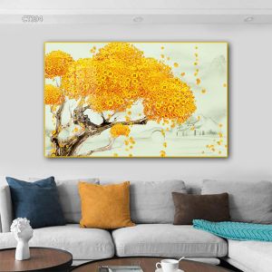 Tranh Cây Vàng Thu Hút Tài Lộc Tranh Canvas Tranh Tráng Gương Tranh Quà Tặng
