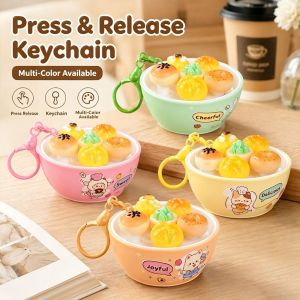 CHUAN Họa tiết động vật dễ thương Móc khóa trò chơi đập chuột Chủ đề món tráng miệng Nhấn nút dây chuyền túi đựng thức ăn mô phỏng Giảm căng thẳng Phụ Kiện Túi Xách Trẻ em Người lớn