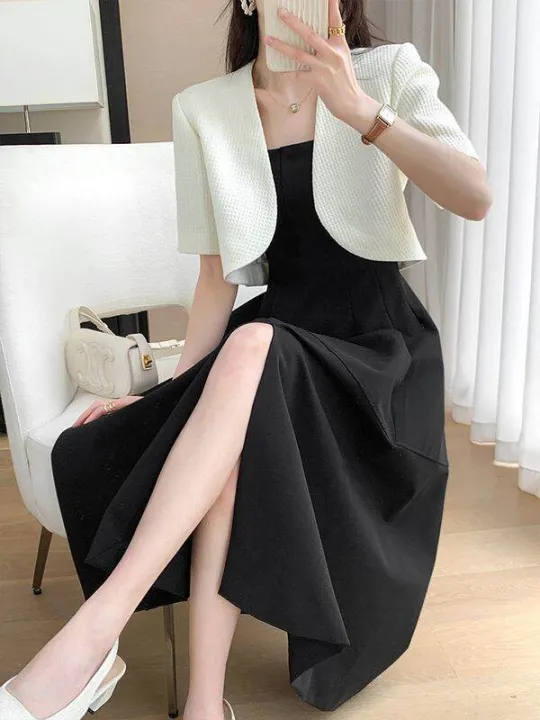 4A Shop Creamy-white French Fashion Short Sleeve Suit Coat Female  Summer New Fancy Slim Looking Elegant Short Suit