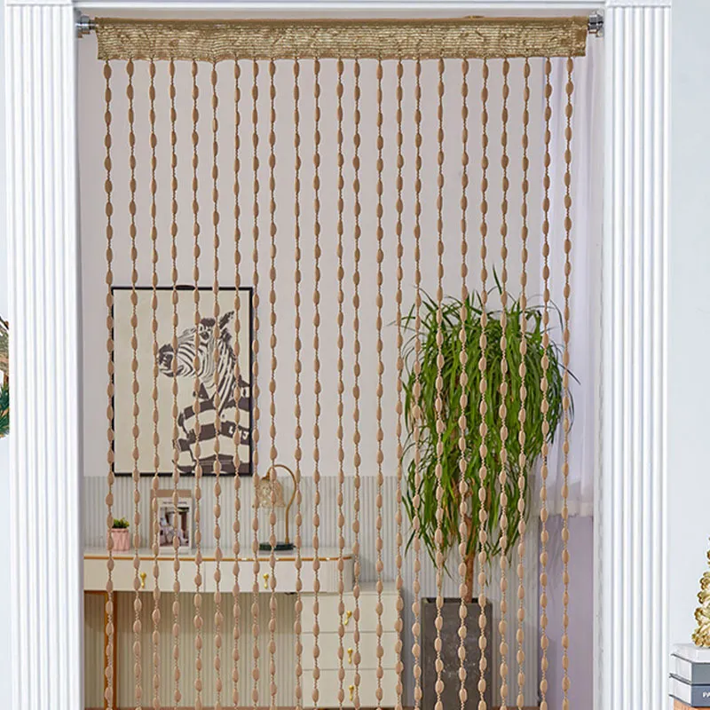 【FREE Shipping+COD】Beaded String Curtain Home Decor 1x2 Meter Wood Color  Room Divider Tassel Retro Door Curtain