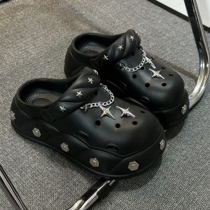 6CM WomenS Clogs For Outdoor Wear 2025 New Summer Model Thick-Soled Closed-Toe Slippers For Ladies