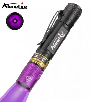 Alonefire SV62 365/395nm Uv Flashlight Blacklight Mini Ultraviolet Torch Money Ore Pet Urine Invisible ink Marker Stain Detector Lamp