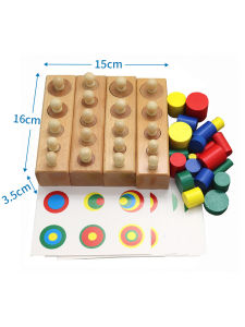 Wooden Montessori Socket Educational Toys For Toddlers Mini Cylinder Knob Socket Puzzle Toys For Kids