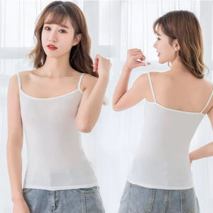 【PrettySet】Camisole Womens Top Underwear Female Student Top Korean Plain Strap Crop Singlet Bralet Elastic Slim Stripe Strap Vest Women Clothing Tanks Camisoles