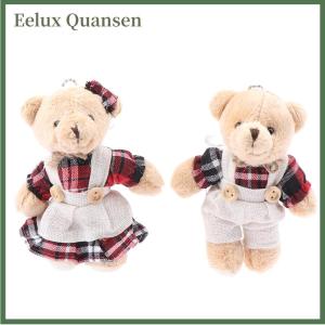 Eelux Cartoon Wear Clothes Bear Plush Toy Keychain Soft Stuffed Doll Pendant Backpack Car Bag Key Ring Decor Kid Gift