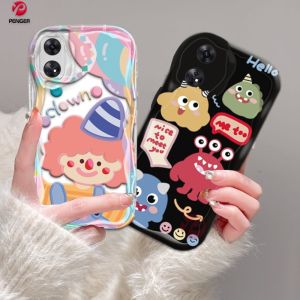 (Lokal Ready) PENGER Casing hp OPPO A17 A17k A16 A16s A54s A16k A16e A12 A5s A7 A11K A1K A57 A77S A53 2020 A3s A12e A33 A31 A52 A92 A54 Reno 8T 4G Reno 5F 3D Wavy Curved Edge Creative Little Monster Cute Clown Case Cover
