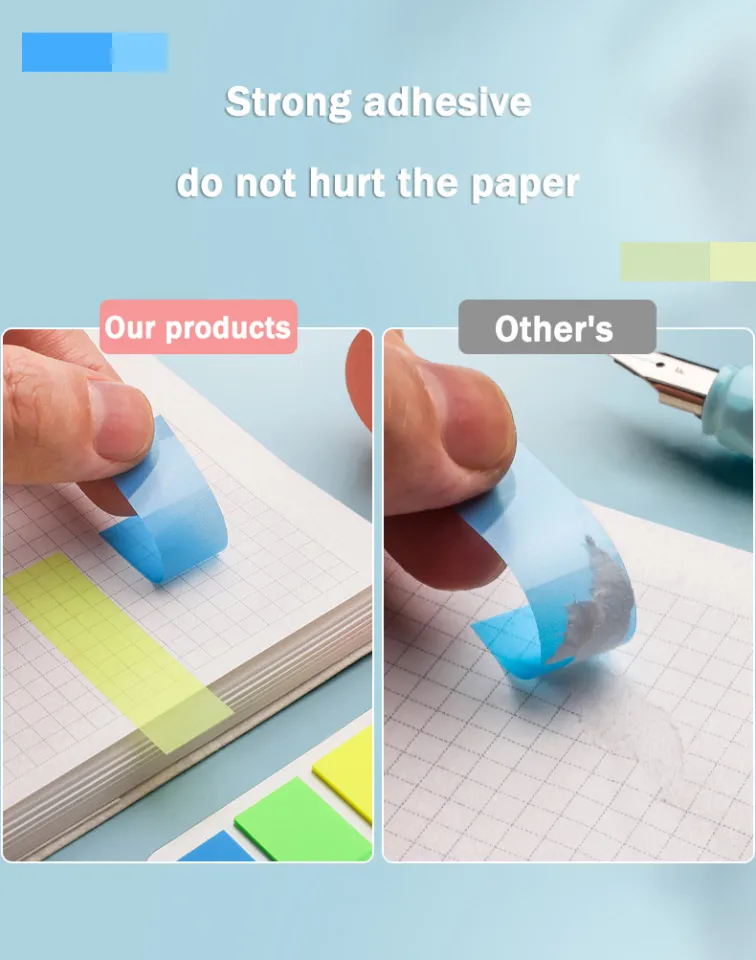 Hami🔥 200 Sheets Color Transparent Fluorescent Sticky Note Flags Tabs Page  Marker Waterproof Index Stickers