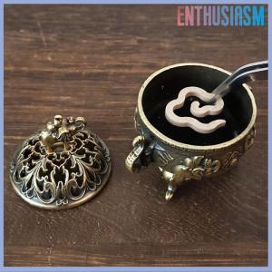 【Enthusiasm】🌟🌟【Hot Sale】🎈 ที่จุดธูปโลหะลายช้างนำโชคที่ใส่ธูปชามธูปพร้อมที่จับโยคะทำสมาธิของตกแต่งบ้านโบราณ