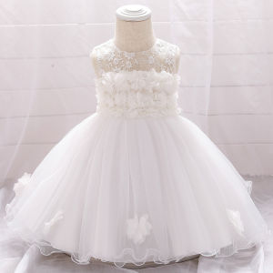 Newborn Toddler Baby Girls Dress Kids Flower Formal Evening Prom Gown Infant Clothes Child Elegant Toddler Christening Princess Costume Dress for 3 6 9 12 18 24 Months