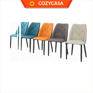 【COZYCASA】Upholstered PU Leather Dining Chair / Modern Dining Chair with Black Legs
