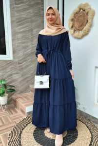 Gamis Aryani Wolfis Serut Susun Basic | Dress Wanita Wolfis Premium Polos Serut