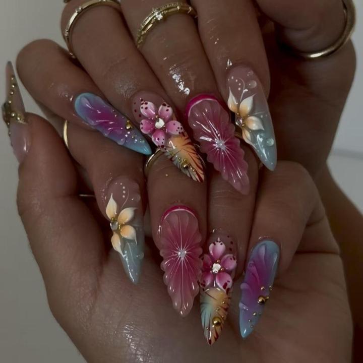 9033%20%20HYPIKAU%20Almond%20French%20Tip%20Press%20on%20Nails%20Glossy%20Finished%20Reusable%20False%20Nails%2024Pcs%20Nail%20Women%20-%20Image%205
