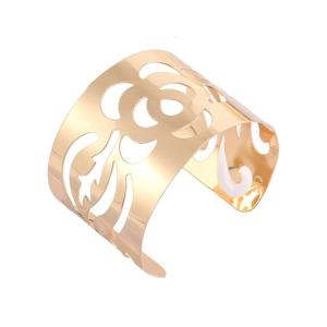 Rhombus Flower Leaf Alloy Bracelet Cuff Designs Bracelet with Open Designs and Leaf Accent for Trendy Outfits