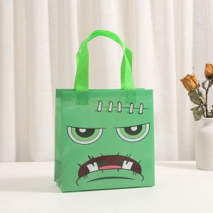 SHIRUI 4PCS Chống thấm nước Túi Tote Vải Không Dệt Vải không dệt Kích thước nhỏ gọn Túi đựng quà Vui vẻ Họa tiết Halloween Túi quà Halloween Tiệc Halloween