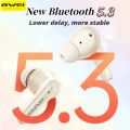 Awei T90 Earphones Wireless Bluetooth V5.3 Low Latency ENC Call Noise Reduction in-ear Headphones HiFi Sound Semi in ear Bluetooth Earphones with Mic IPX6 WaterProof Sports Earbuds Wireless Headset Gaming. 