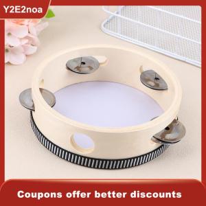 【Y2E2noa】 1Pc 15cm Wooden Tambourine Drum Kids Handheld Drum Percussion Musical Instruments Toys For Children Educational Toys