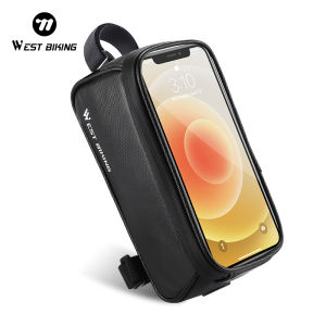 WEST BIKING Leather Bicycle Bag Front Tube Bag Touch Screen Frame Bag Waterproof Phone Case For 5.8 / 6 / 6.8 /7.0 Inch Phone Cycling Bag Mountain Bike accessories