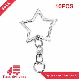 [COD] 10pcs Star Pentagram Hollow Key Chain Key Ring DIY Accessories Lobster Clasp