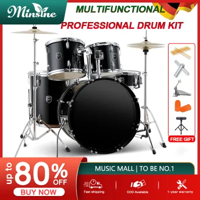 Minsine Drum set for adult 5-Pcs Drumset suitable for adults beginners self-starting jazz drums Professiona