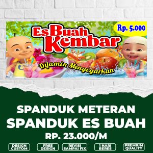 spanduk banner es buah / banner es buah kembar / banner spanduk meteran custom